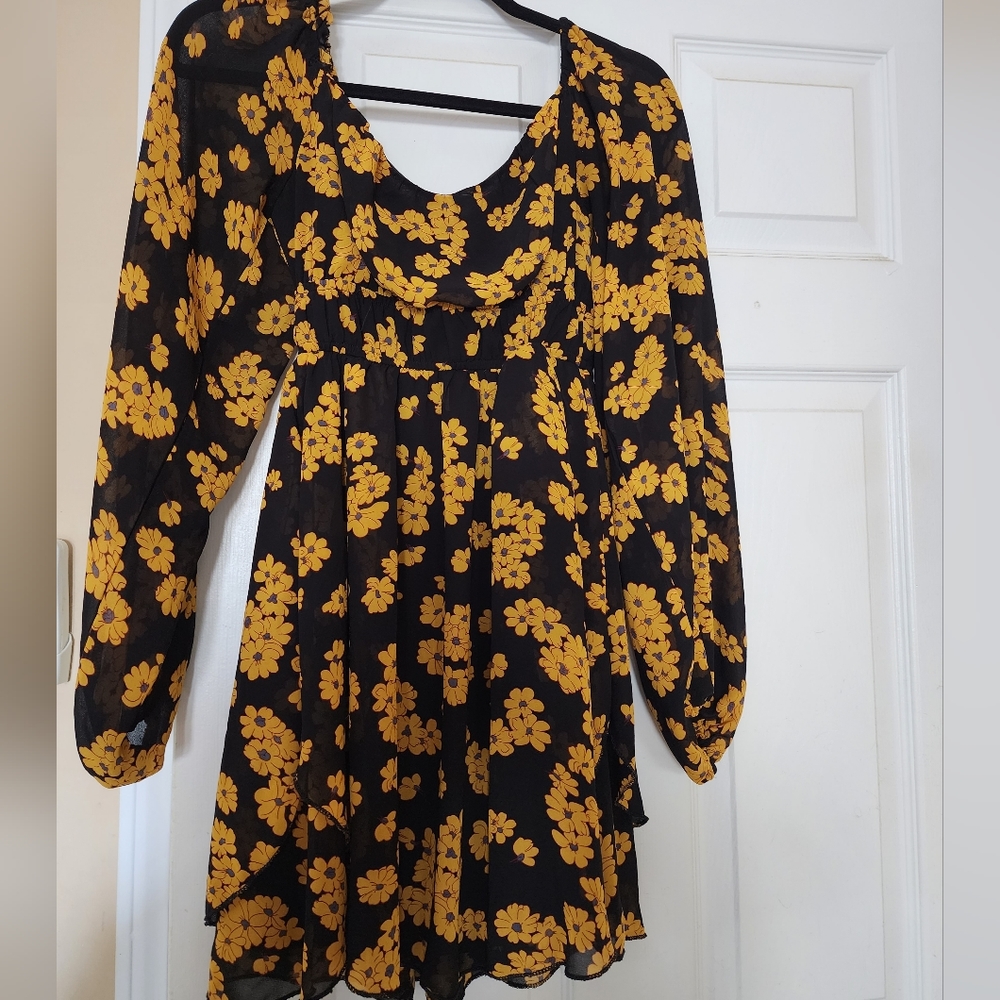 Black with Gold flower sundress